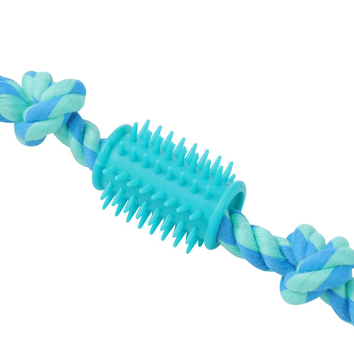 Paws & Claws ROPE + SPIKEY RUBBER TUG TOY 40X4X1.6CM DESIGNS