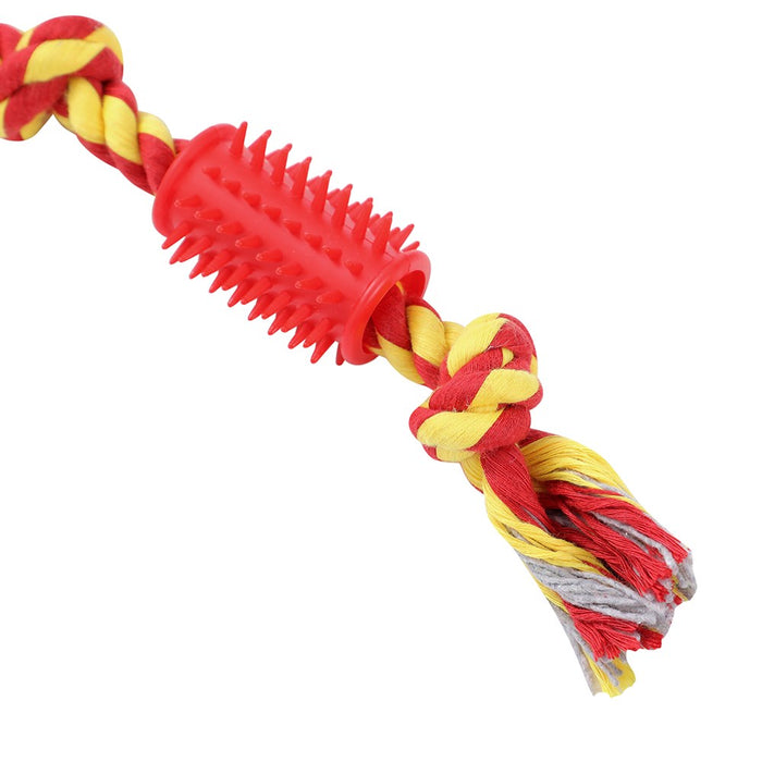 Paws & Claws ROPE + SPIKEY RUBBER TUG TOY 40X4X1.6CM DESIGNS