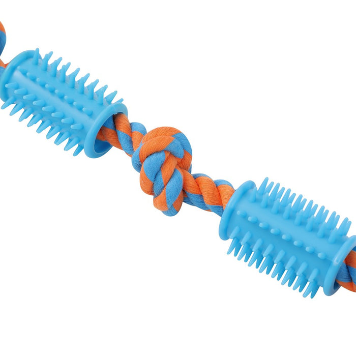 Paws & Claws ROPE + SPIKEY RUBBER TUG TOY 40X4X1.6CM DESIGNS