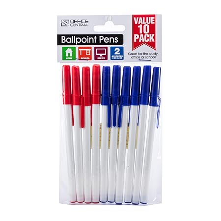 Pen Ballpoint Set Red & Blue 10pk