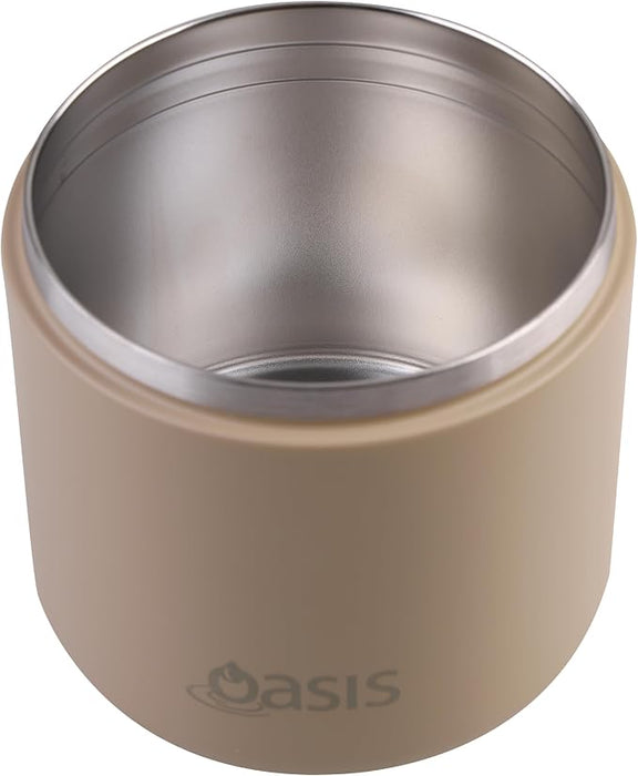 S/S D/WALL INS. FOOD FLASK W/QUICK RELEASE LID & SPORK 500ML LATTE