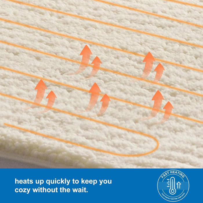 RHEIN HOME Fleece Top Multizone Electric Blanket Queen Size | Dual Control Fitted Heated Underblanket with Timer | Electric Fleece Top Bed Warmer with Gift Bag(203×152cm)