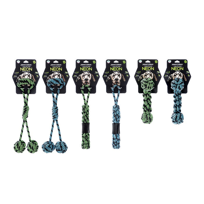 Paws & Claws TUG-OF-WAR NEON ROPE & TPR DESIGNS COLS