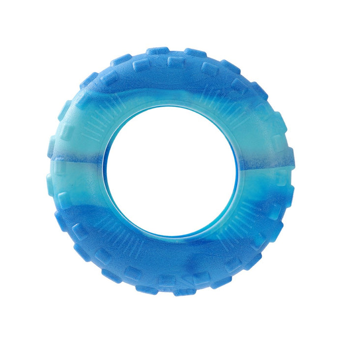 Paws & Claws ALL TERRAIN RUBBER TYRE MEDIUM CHEW TOY 2 TONE 15X15X4.5CM