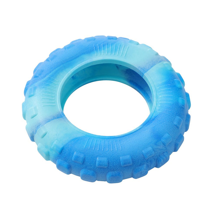 Paws & Claws ALL TERRAIN RUBBER TYRE MEDIUM CHEW TOY 2 TONE 15X15X4.5CM