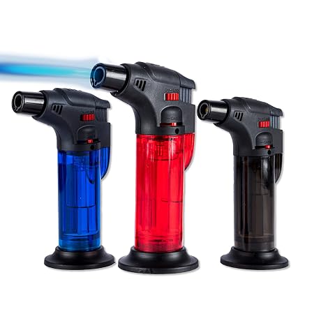 Lighter Gas Blow Torch Refillable - Transparent Assorted Colours