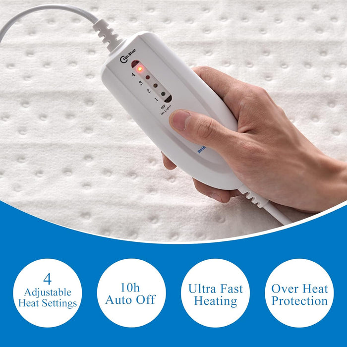 RHEIN HOME King Single Electric Blanket, Fitted Heated Underblanket with Overheat Protection, Waseable Fitted Electric Blanket with 4 Adjustable Heat Settings 10h Auto Off, SAA Approved (107×203cm)