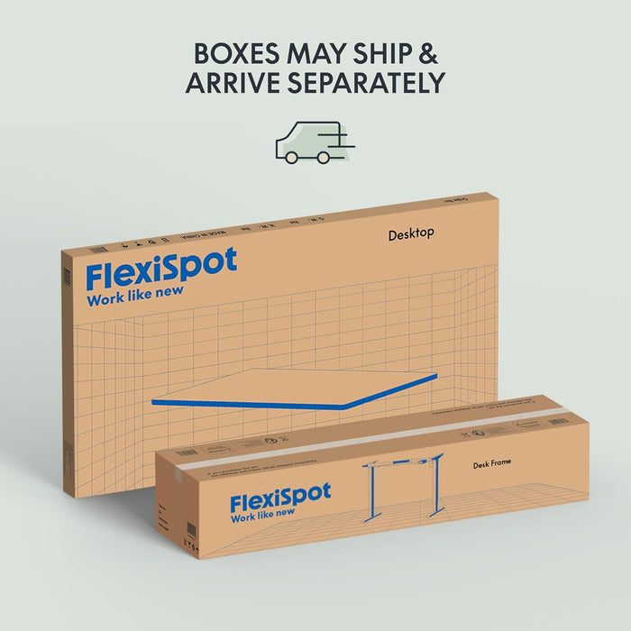 FLEXISPOT E1EW Electric Standing Desk Whole Piece 55 x 28 Inch Desktop Adjustable Height Desk Home Office Computer Workstation Sit Stand up Desk (White Frame + 55" Maple Top, 2 Packages)