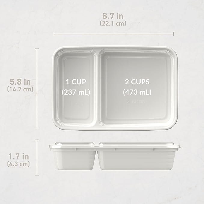 PREP 2 COMPARTMENT CONTAINER 10 PACK WHISPER GREY