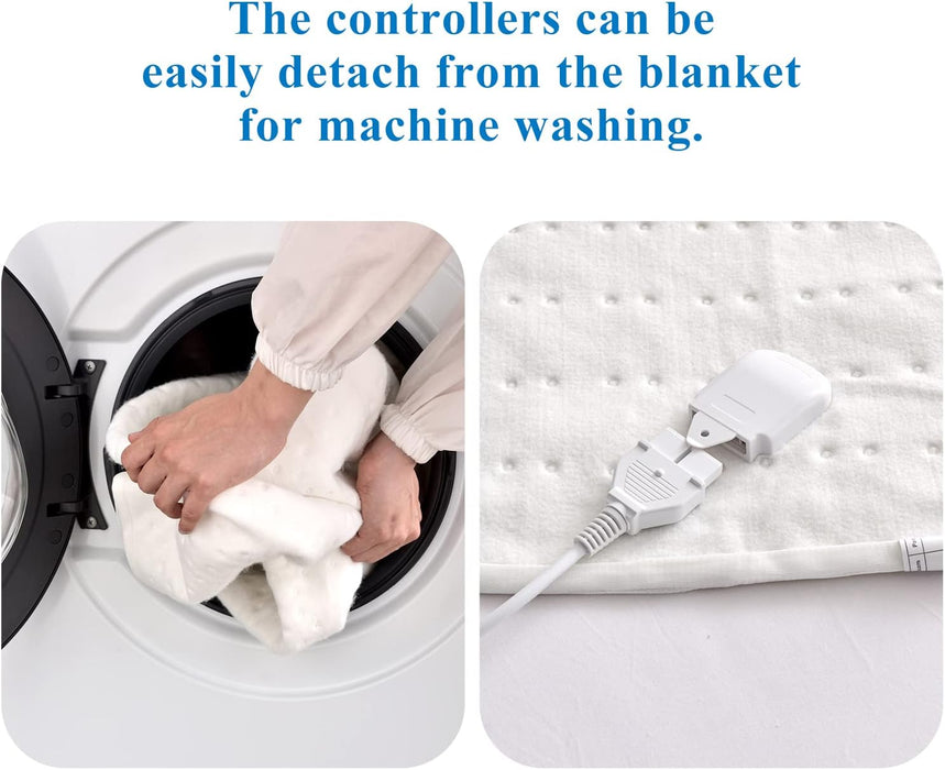 RHEIN HOME King Single Electric Blanket, Fitted Heated Underblanket with Overheat Protection, Waseable Fitted Electric Blanket with 4 Adjustable Heat Settings 10h Auto Off, SAA Approved (107×203cm)