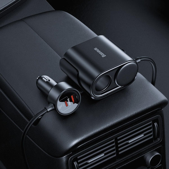 Baseus High Efficiency Pro 1-for-2 Car Cigarette Lighter 30W-Cosmic Black