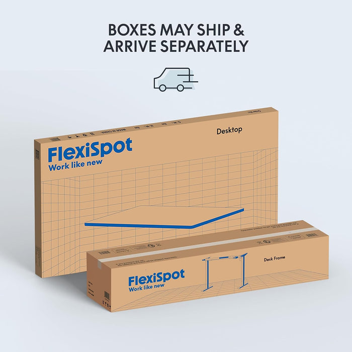 FLEXISPOT E1EW Electric Standing Desk Whole Piece 55 x 28 Inch Desktop Adjustable Height Desk Home Office Computer Workstation Sit Stand up Desk (White Frame + 55" Maple Top, 2 Packages)