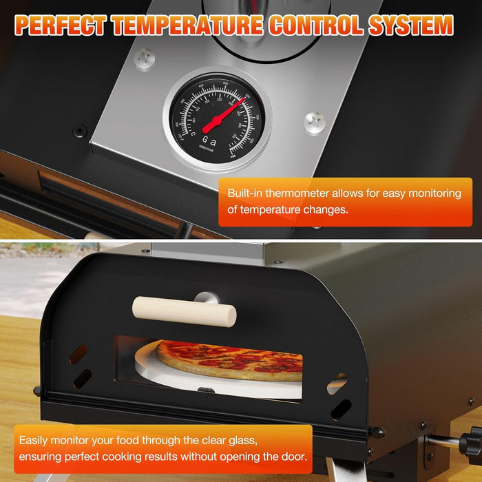 SOCRATES Outdoor Pizza Oven – Heating in 15 min | Portable Stainless-Steel Pizza Maker with Cordierite Stone & Fold-Down Legs, Backyard & Camping