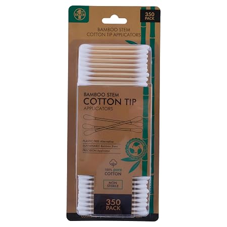 Cotton Tip Applicator with Bamboo Stem 350pk (Double Ended) 7.3cm