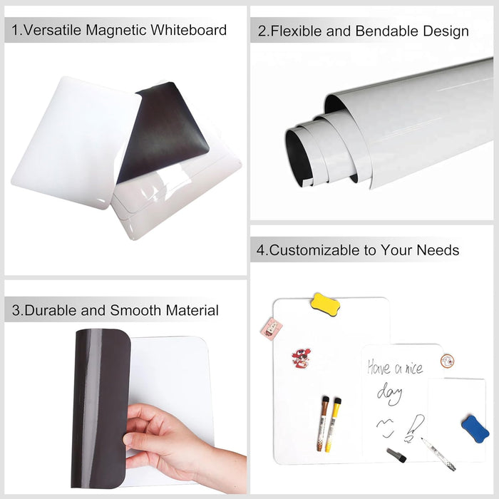 ONEIN Magnetic Dry Erase Whiteboard Sheet, A3 Size (42 x 29.7 cm), Fridge White Board, Includes 3 Markers, Eraser – Perfect for Home, Office, Kitchen, and School Use