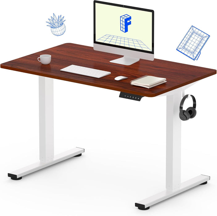 FLEXISPOT E1EW Electric Standing Desk Whole Piece 55 x 28 Inch Desktop Adjustable Height Desk Home Office Computer Workstation Sit Stand up Desk (White Frame + 55" Maple Top, 2 Packages)