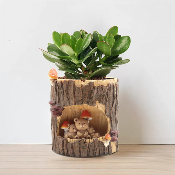 ONEIN Cute Bear Plant Pot - Indoor/Outdoor Succulent Planter, Small 4 Inch Resin Flower Pot for Office Home Decoration, Cactus Garden Pot - Gift Idea for Plant Lovers