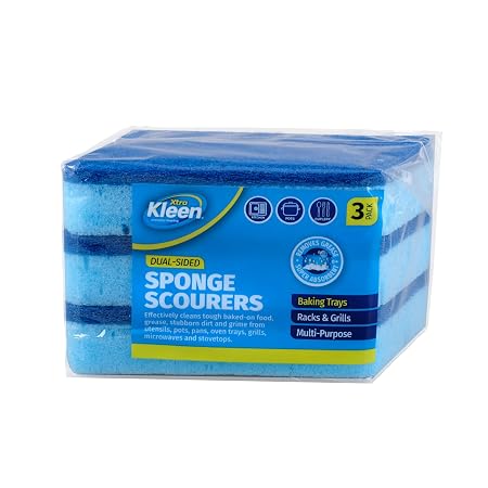 Angled Sponge with Top Scourer 3pk - 11.5cm x 7cm x 2.5cm