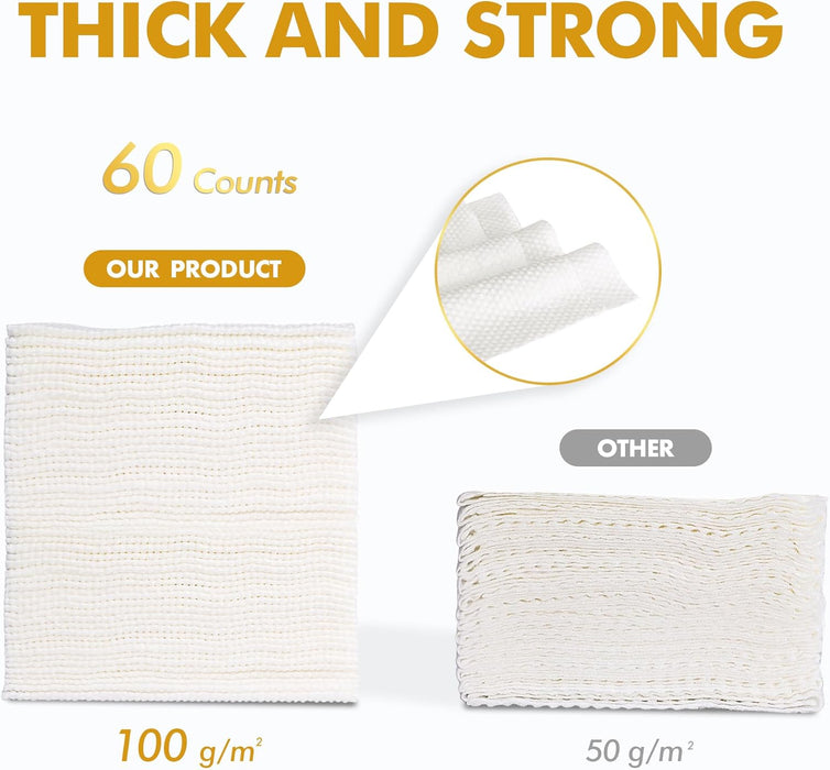 Socrates Premium Disposable Face Towels – 100% Cotton, 100GSM – Ultra Thick & Soft, Dual-Sided Textured & Smooth | facial towel, Makeup Removal, Baby Wipes – Dry & Wet Clean-120Counts