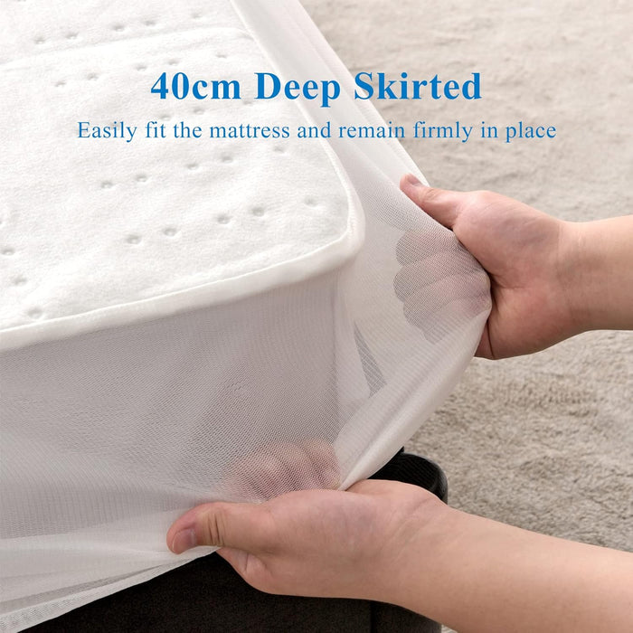 RHEIN HOME King Single Electric Blanket, Fitted Heated Underblanket with Overheat Protection, Waseable Fitted Electric Blanket with 4 Adjustable Heat Settings 10h Auto Off, SAA Approved (107×203cm)