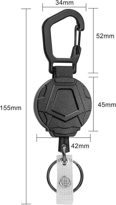 ONEIN Retractable Keychain with Carabiner Clip, Heavy-Duty Badge Reel with Steel Wire Rope, Reinforced ID Holder for Work, Outdoor, and Everyday Use – Pack of 2
