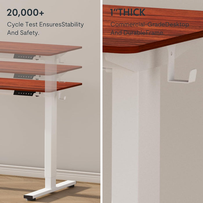 FLEXISPOT E1EW Electric Standing Desk Whole Piece 55 x 28 Inch Desktop Adjustable Height Desk Home Office Computer Workstation Sit Stand up Desk (White Frame + 55" Maple Top, 2 Packages)