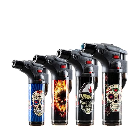 Lighter Gas Blow Torch Refillable - Assorted Skull Designs