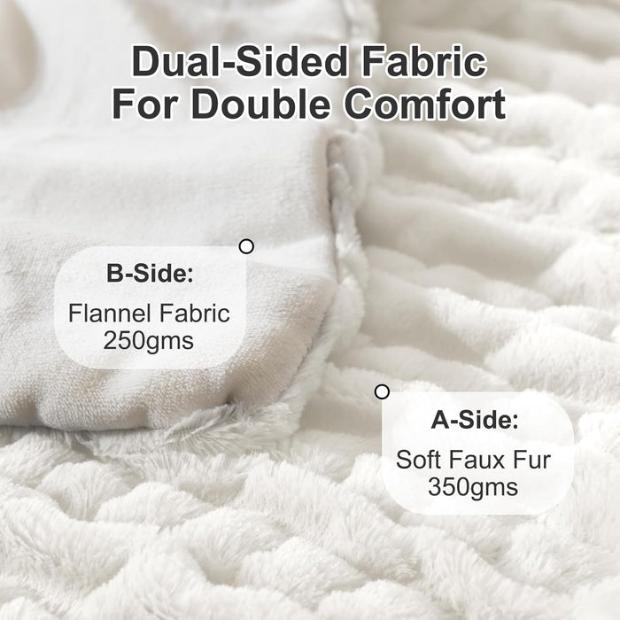 RHEIN HOME Heated Blanket Electric Throw - 150×130cm Electric Blanket with 10 Heating Levels & 10 Hours Auto-Off Overheat Protection, Soft Silky Plush Throw Rug Machine Washable (White)