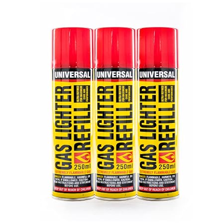 Lighter Gas Refill Butane With 5 Nozzle Attachments - 250mL