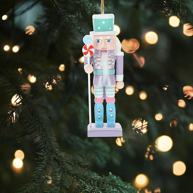 4Pcs/Set Creative Candy Colors Wooden Nutcracker Ornaments Christmas Tree Hanging Decoration 12.5cm Solider Puppet Figures Craft