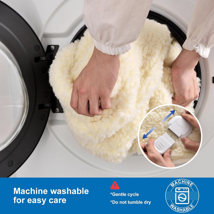 RHEIN HOME Fleece Top Multizone Electric Blanket Queen Size | Dual Control Fitted Heated Underblanket with Timer | Electric Fleece Top Bed Warmer with Gift Bag(203×152cm)