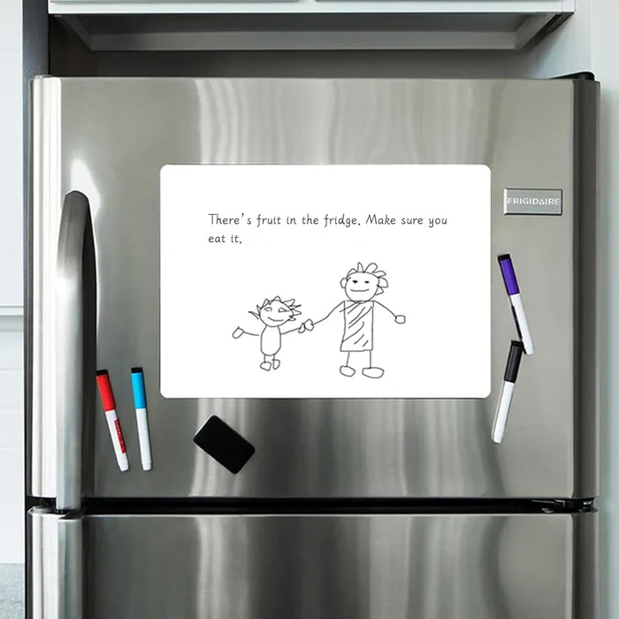 ONEIN Magnetic Dry Erase Whiteboard Sheet, A3 Size (42 x 29.7 cm), Fridge White Board, Includes 3 Markers, Eraser – Perfect for Home, Office, Kitchen, and School Use