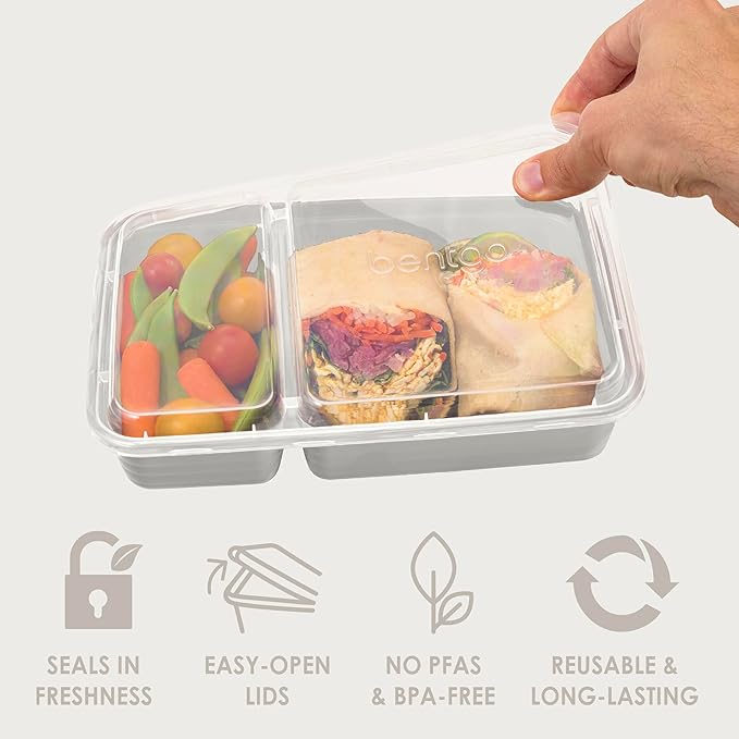PREP 2 COMPARTMENT CONTAINER 10 PACK WHISPER GREY