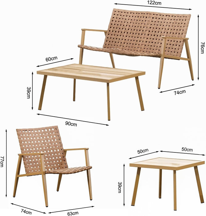 ONEIN Outdoor Table and Chairs, 5-Piece Patio Furniture Set, Wicker Bistro Set with Coffee Side Table & Woven Sofa Chair for Garden Balcony Poolside Backyard, Comfortable & Stylish