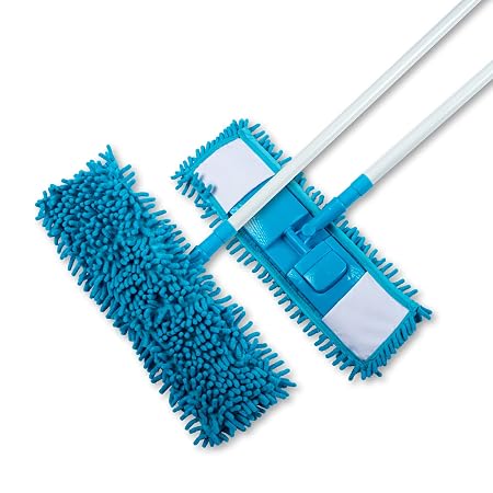 Microfibre Swivel Mop with Telescopic Extendable Handle - Removable Microfibre Pad (40cm x 12.5cm) - Handle (76cm - 127cm)