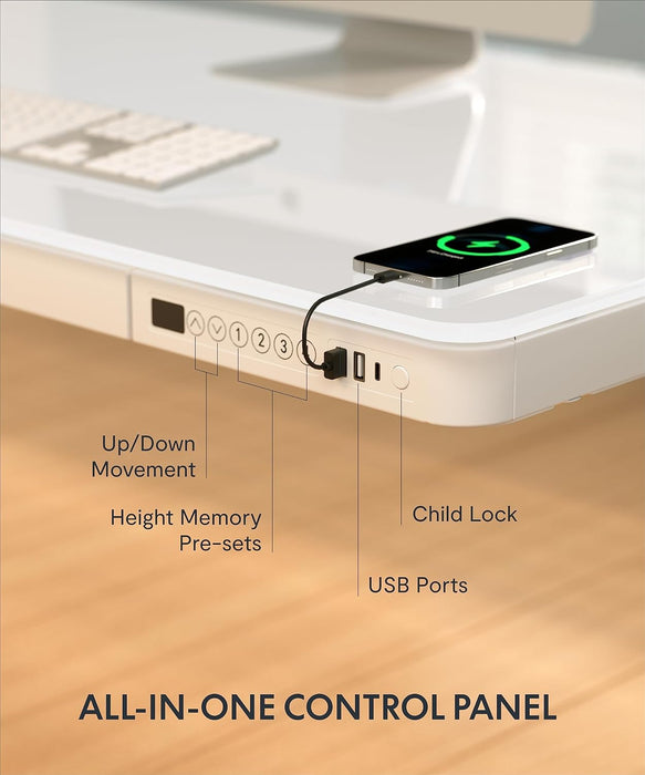 FLEXISPOT EW8 Comhar Electric Standing Desk with Drawers Charging USB A to C Port, Height Adjustable 120 CM Whole-Piece Quick Install Home Office Computer Laptop Table with Storage (White Top + Frame)