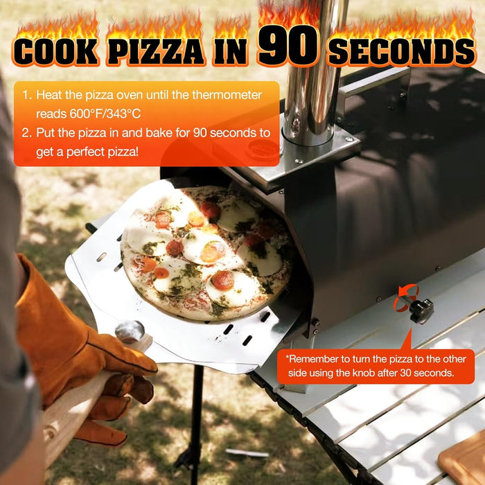 SOCRATES Outdoor Pizza Oven – Heating in 15 min | Portable Stainless-Steel Pizza Maker with Cordierite Stone & Fold-Down Legs, Backyard & Camping