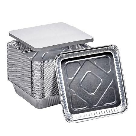 Foil Baking Trays with Lids 24.5cm x 23cm x 5.5cm 10pk