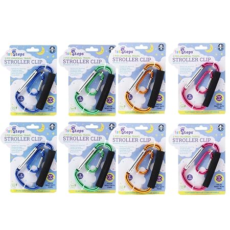 Snap & Lock Carabiner Universal 2pk 12cm & 5cm Blue, Pink, Green & Orange