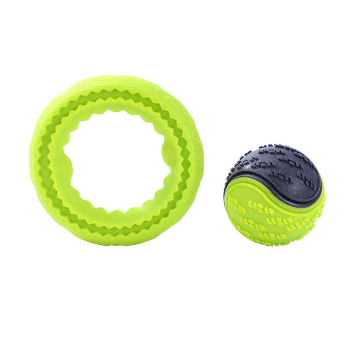 Paws & Claws BARK & BOUNCE TPR DOG BALL 2PK BALL 6.5CM RING 10.5CM