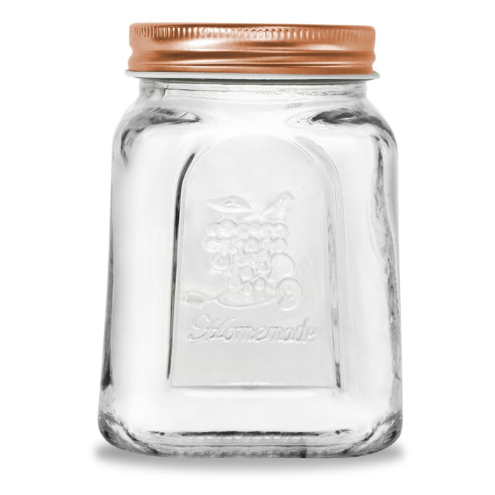 Lemon & Lime MODENA GLASS JAR 6PK SQUARE 475ML ROSE GOLD LID