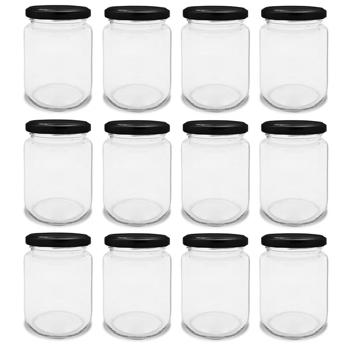 Lemon & Lime VERONA GLASS JAR 12PK 150ML BLACK LID