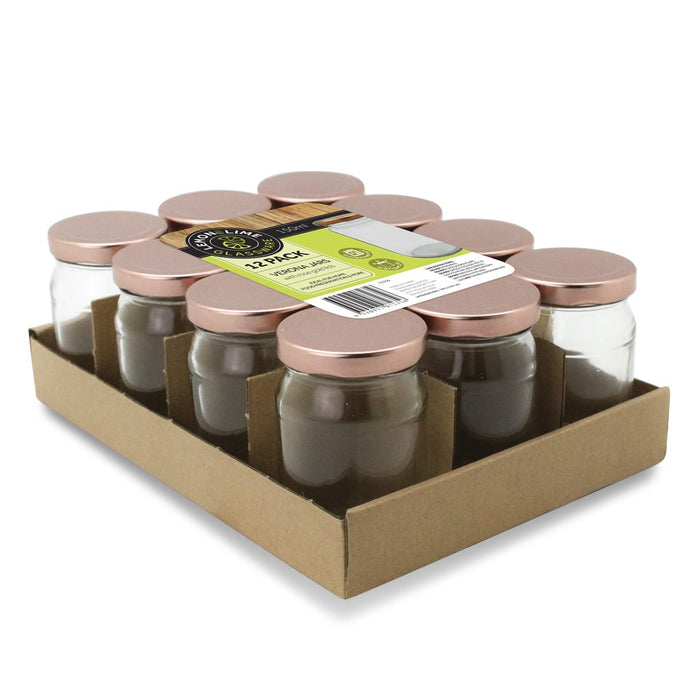 Lemon & Lime VERONA GLASS JAR 12PK 150ML ROSE GOLD LID