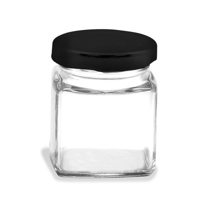 Lemon & Lime VERONA GLASS SQUARE JAR 6PK 120ML BLACK LID