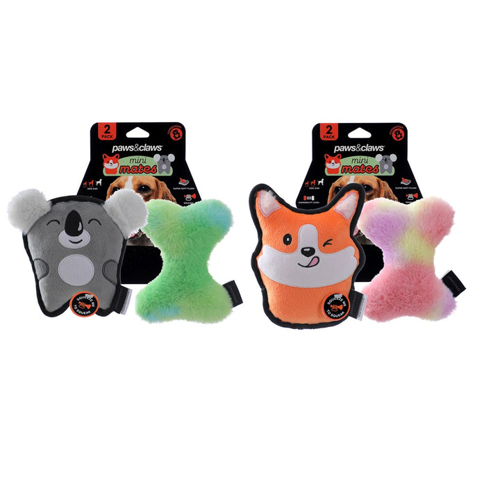 Paws & Claws MINI MATES TINY TUFF & BONE PLUSH 2PK