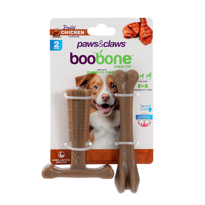 Paws & Claws BOOBONE SML TBONE & BONE 2PK CHICKEN & BEEF FLAVOUR 10X8.5X3.5CM/14.5X3.5X3.5CM