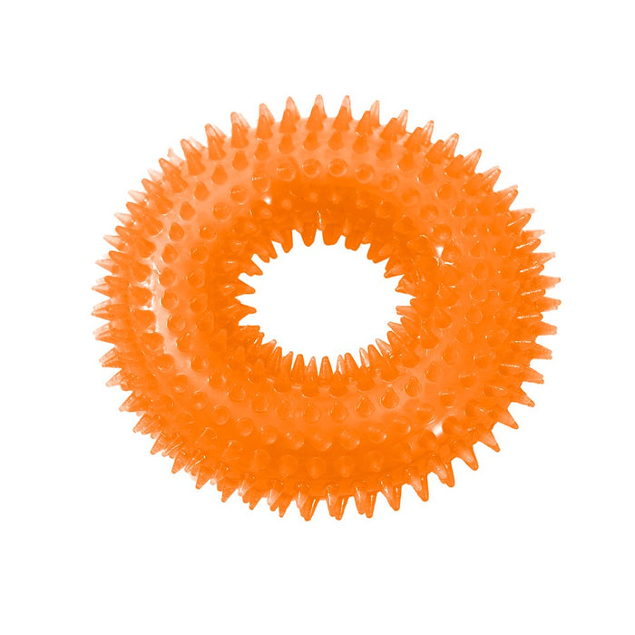 Paws & Claws SPIKEY TPR TOYS MULTI PACK 5PC BONE 11.5X7.3CM, RING 11X3.3CM FOOTY 8.6X5.6CM, BALL 4.7CM