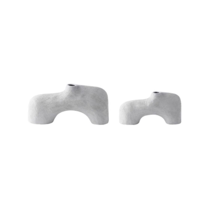 2 set Cove Vases White - (S) 30cm tall x 19cm wide x 9cm thick