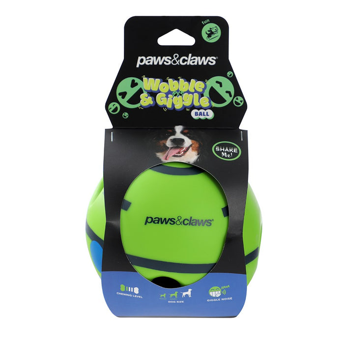 Paws & Claws WOBBLE & GIGGLE DOG BALL 14CM