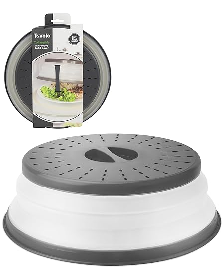MICROWAVE COLLAPSIBLE FOOD COVER 25.3CM DIA CHARCOAL